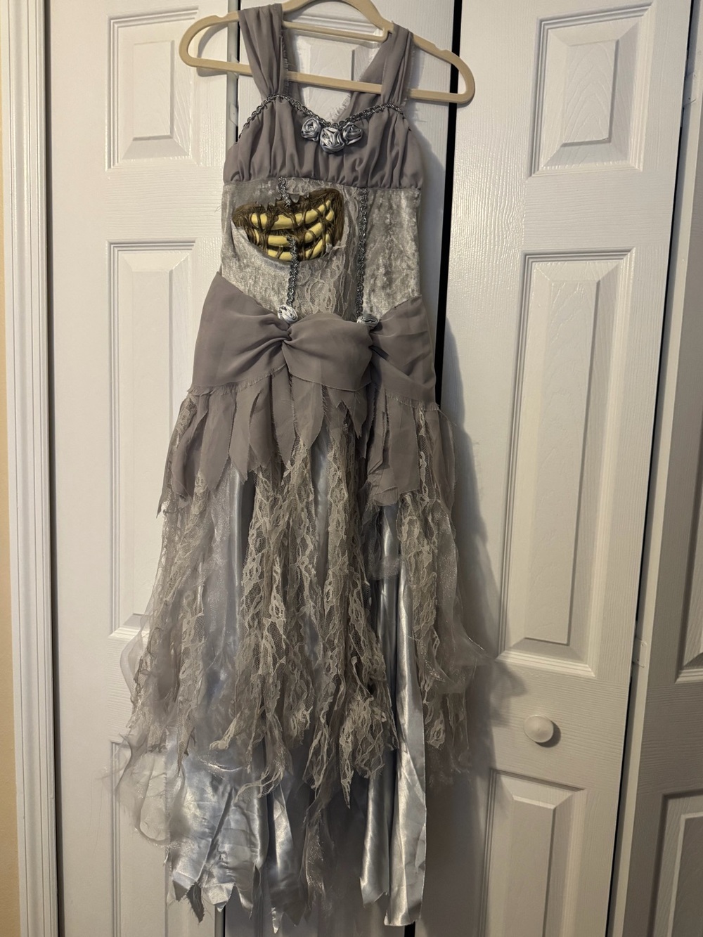 Grey Girls' Haunted Skeleton Dress Costume
